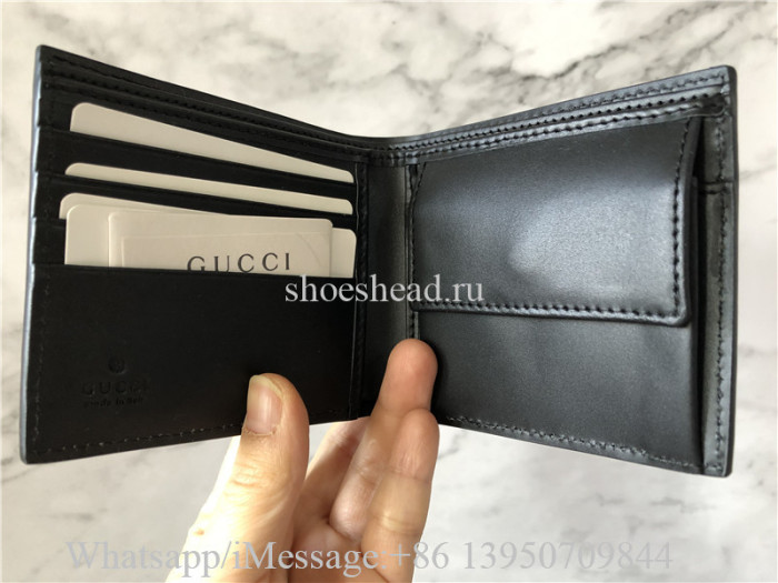 Original Gucci Leather Flap Over Wallet TU Black