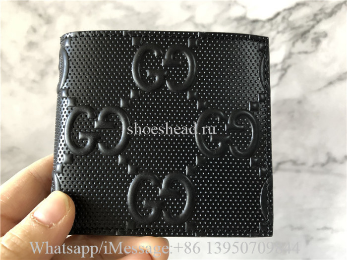 Original Gucci Leather Flap Over Wallet TU Black