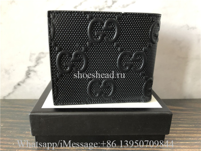 Original Gucci Leather Flap Over Wallet TU Black