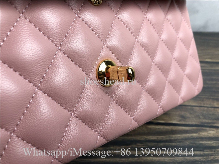 Original Chanel Dark Pink Quilted Lambskin Leather Classic New Flap Bag 25cm
