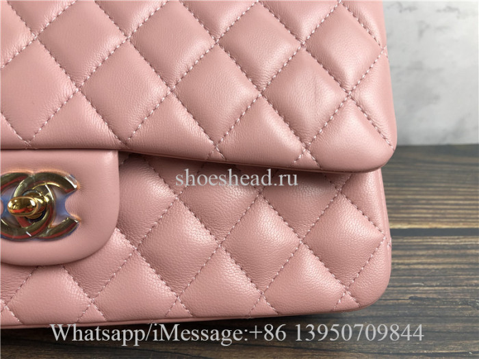 Original Chanel Dark Pink Quilted Lambskin Leather Classic New Flap Bag 25cm