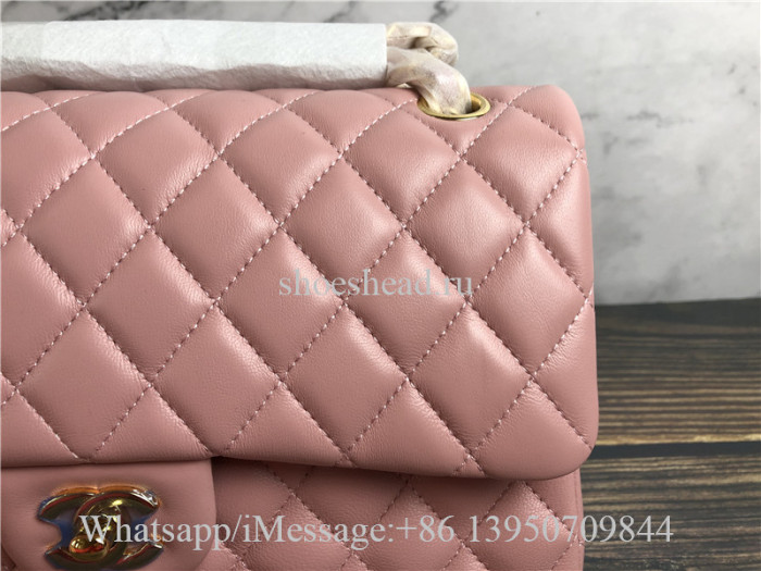 Original Chanel Dark Pink Quilted Lambskin Leather Classic New Flap Bag 25cm