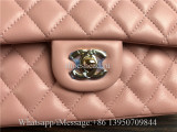 Original Chanel Dark Pink Quilted Lambskin Leather Classic New Flap Bag 25cm