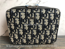 Original Dior Pouch With Shoulder Strap Beige and Black Dior Oblique Jacquard Bag