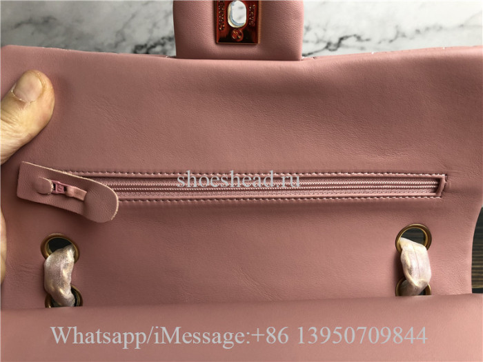 Original Chanel Dark Pink Quilted Lambskin Leather Classic New Flap Bag 25cm