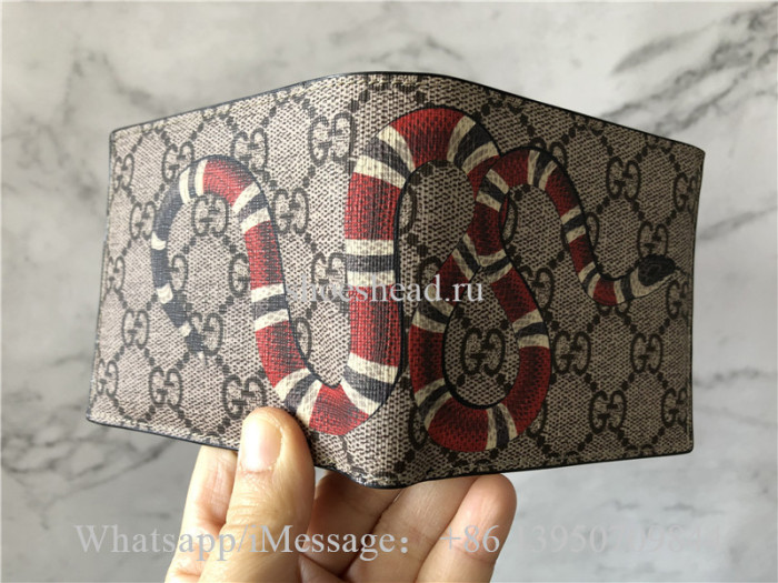 Original Quality Gucci Kingsnake Print GG Supreme Wallet Coffee Brown