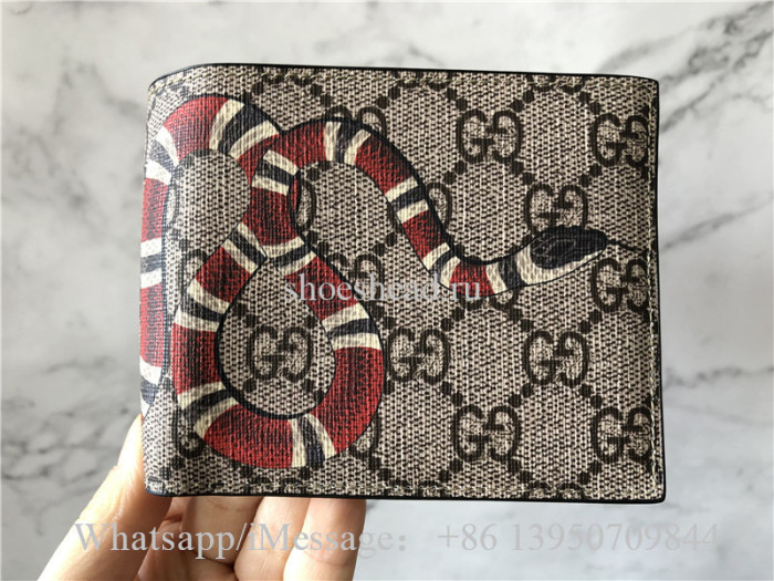 Original Quality Gucci Kingsnake Print GG Supreme Wallet Coffee Brown