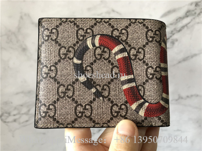 Original Quality Gucci Kingsnake Print GG Supreme Wallet Coffee Brown