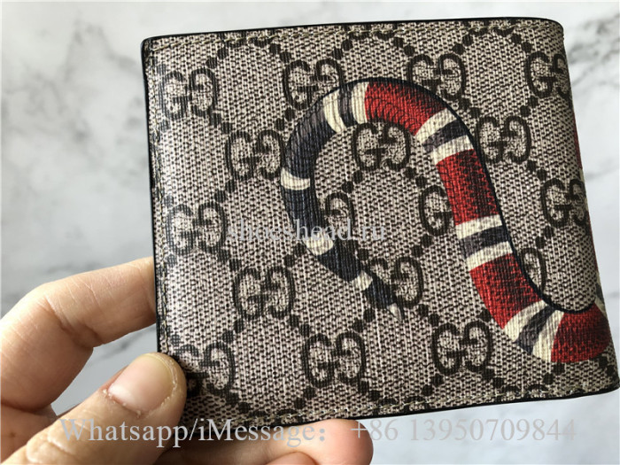 Original Quality Gucci Kingsnake Print GG Supreme Wallet Coffee Brown