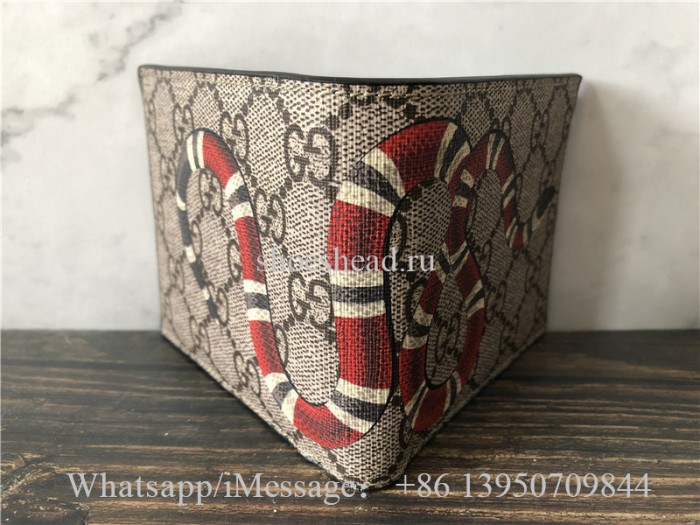 Original Quality Gucci Kingsnake Print GG Supreme Wallet Coffee Brown
