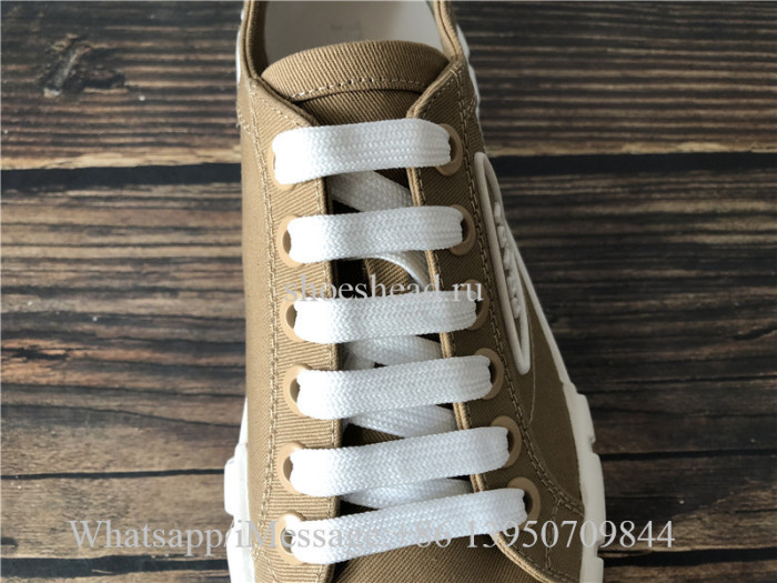 Prada Double Wheel Nylon Gabardine Sneakers Desert Beige