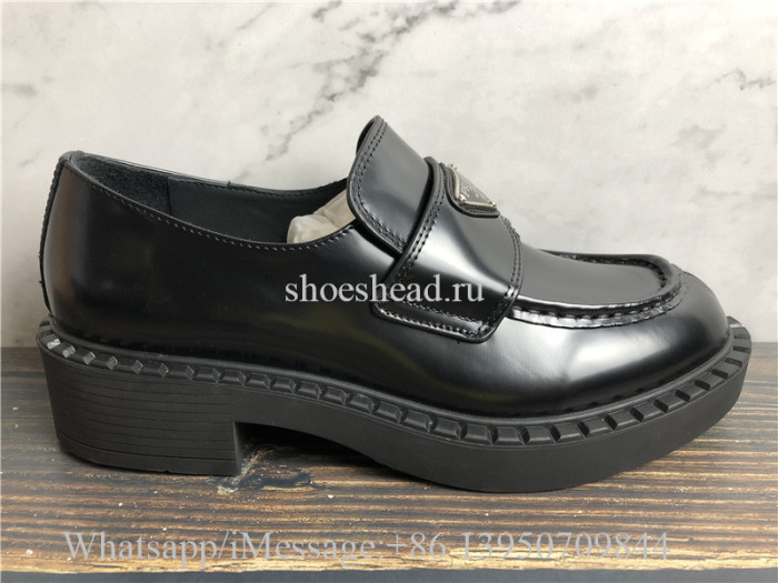 Prada Chocolate Sharp brushed leather loafers