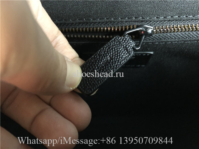 Original Saint Laurent Large Tri-Quited Matelasse Grain De Poudre Flap Shoulder Bag Black Hardware
