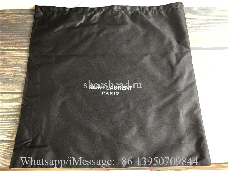 Original Saint Laurent Large Tri-Quited Matelasse Grain De Poudre Flap Shoulder Bag Black Hardware