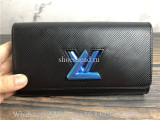 Original Louis Vuitton Iconic Twist Wallet Epi Leather Black Silver M68309