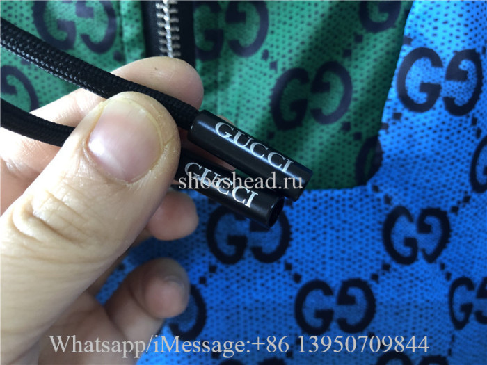 Gucci Colour Block Logo Print Tech Jersey Half-Zip Hoodie