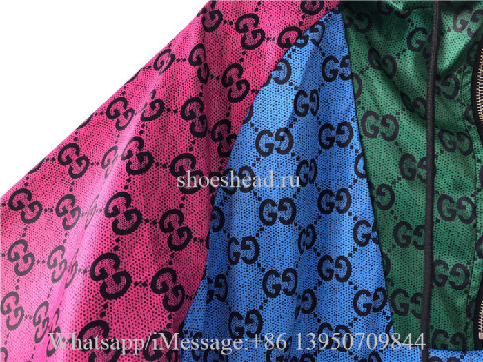 Gucci Colour Block Logo Print Tech Jersey Half-Zip Hoodie