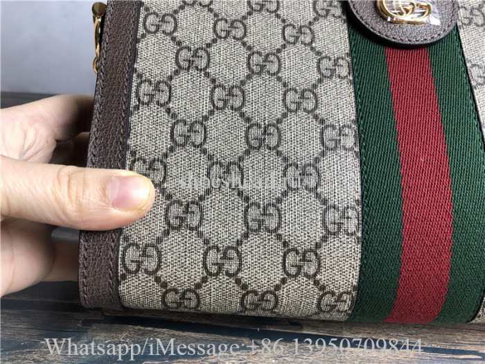 Original Gucci GG Supreme Monogram Web Small Ophidia Chain Shoulder Bag Brown