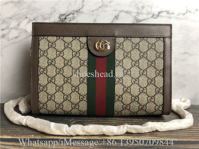 Original Gucci GG Supreme Monogram Web Small Ophidia Chain Shoulder Bag Brown