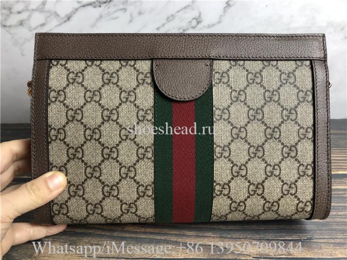 Original Gucci GG Supreme Monogram Web Small Ophidia Chain Shoulder Bag Brown