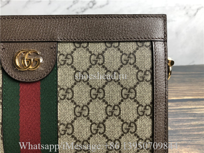 Original Gucci GG Supreme Monogram Web Small Ophidia Chain Shoulder Bag Brown