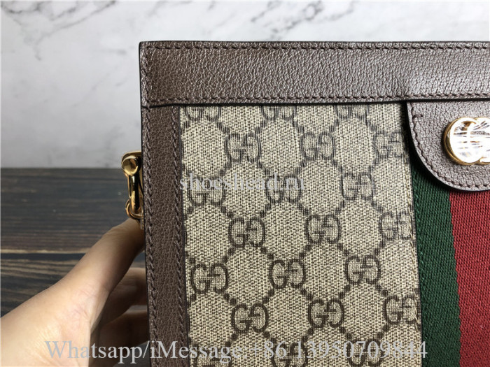 Original Gucci GG Supreme Monogram Web Small Ophidia Chain Shoulder Bag Brown
