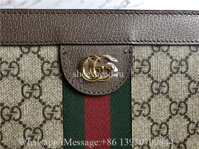 Original Gucci GG Supreme Monogram Web Small Ophidia Chain Shoulder Bag Brown