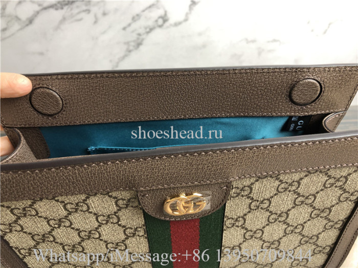 Original Gucci GG Supreme Monogram Web Small Ophidia Chain Shoulder Bag Brown