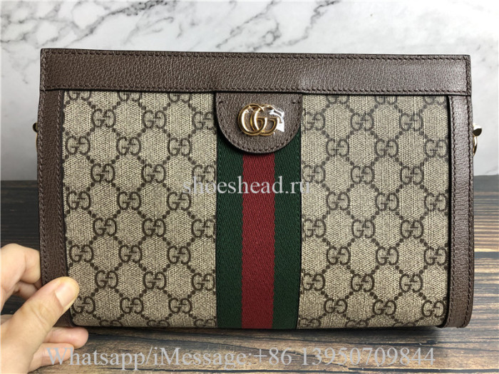 Original Gucci GG Supreme Monogram Web Small Ophidia Chain Shoulder Bag Brown