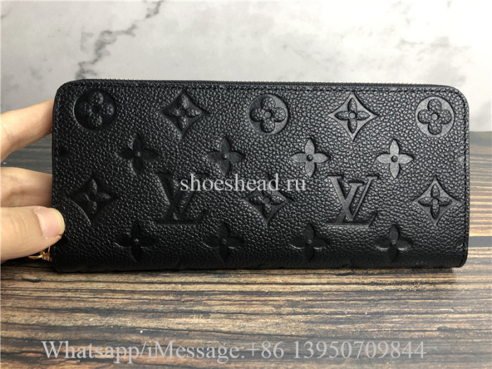 Original Louis Vuitton Clemence Wallet Monogram Empreinte Leather Black M60171