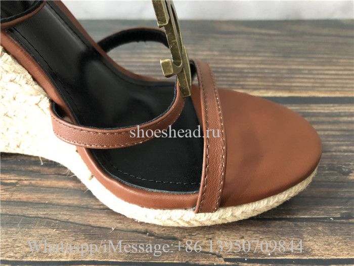 Saint Laurent Cassandra YSL Logo Wedge Sandals