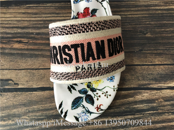 Dior Dway Heeled Slide Embroidered Cotton