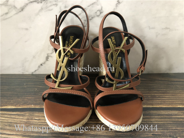 Saint Laurent Cassandra YSL Logo Wedge Sandals
