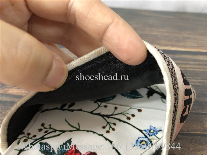Dior Dway Heeled Slide Embroidered Cotton