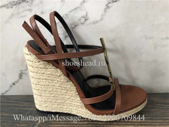 Saint Laurent Cassandra YSL Logo Wedge Sandals