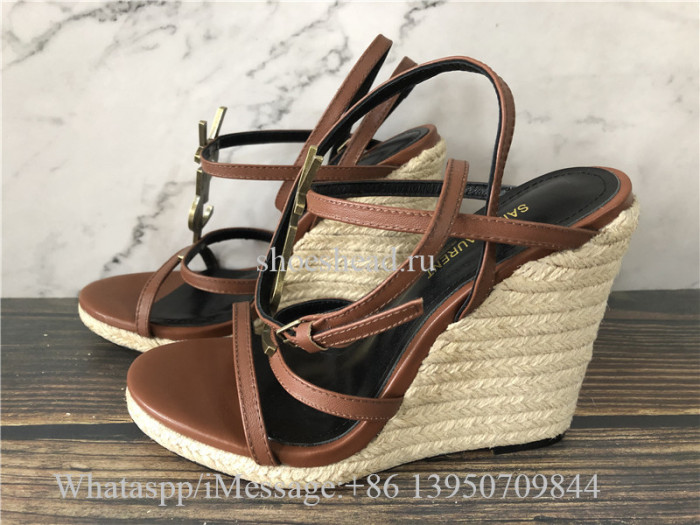 Saint Laurent Cassandra YSL Logo Wedge Sandals