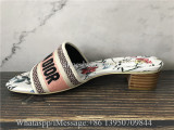 Dior Dway Heeled Slide Embroidered Cotton