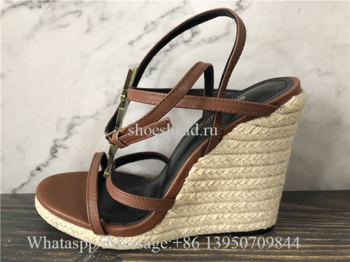 Saint Laurent Cassandra YSL Logo Wedge Sandals