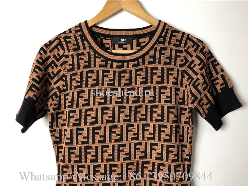 Fendi Social Pop Digital Print Double F knitting Dress