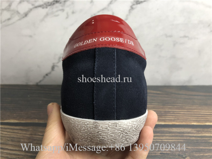 Golden Goose Superstar Navy Blue Suede With Red Tab