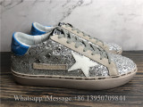 Golden Goose Superstar Leather-trimmed Sneakers With Blue Tab