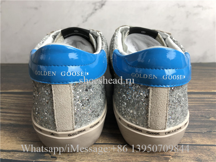 Golden Goose Superstar Leather-trimmed Sneakers With Blue Tab