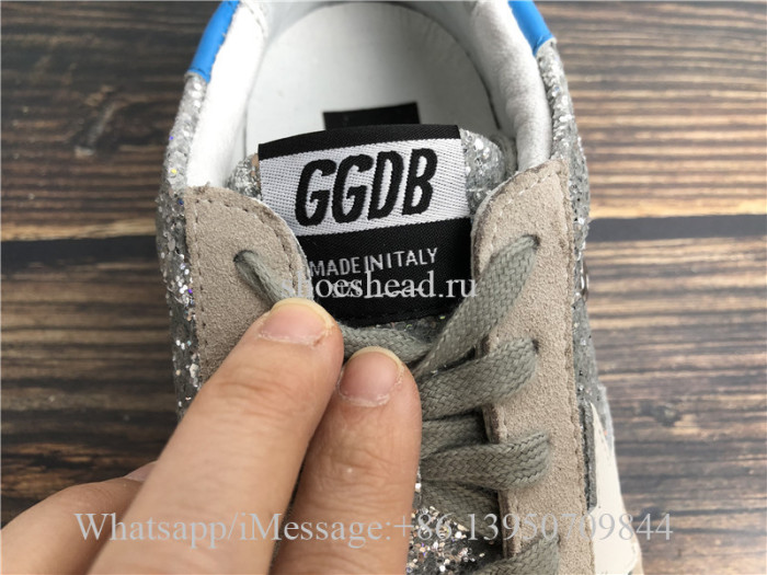Golden Goose Superstar Leather-trimmed Sneakers With Blue Tab
