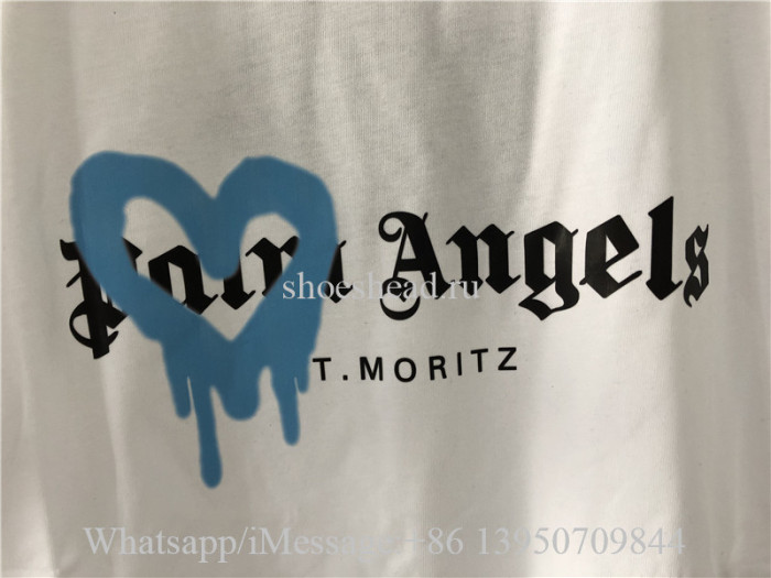 Palm Angels Sprayed Blue Heart Logo T-shirt