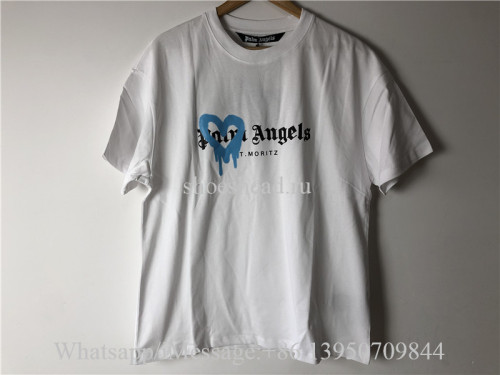 Palm Angels Sprayed Blue Heart Logo T-shirt