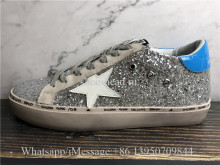 Golden Goose Superstar Leather-trimmed Sneakers With Blue Tab