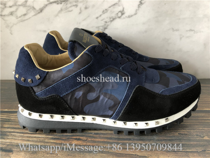 Valentino Garavani Rockrunner Sneakers Blue Black Suede