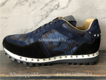 Valentino Garavani Rockrunner Sneakers Blue Black Suede