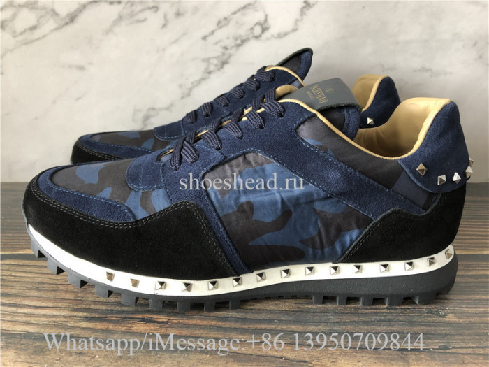 Valentino Garavani Rockrunner Sneakers Blue Black Suede