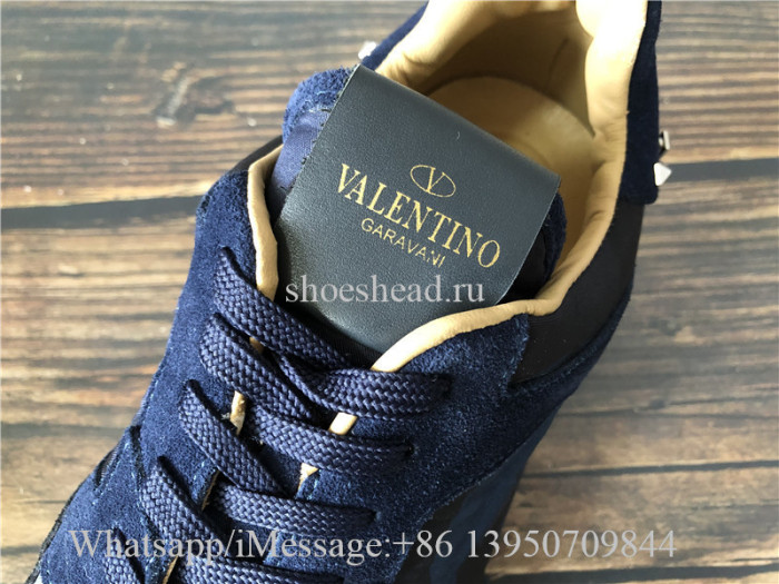 Valentino Garavani Rockrunner Sneakers Blue Black Suede
